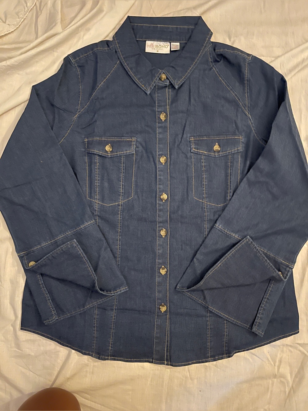 Belle by Kim Gravel Indigo Button-Front Denim Shirt